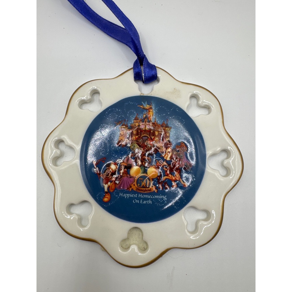 Disneyland 50th Anniversary Ornament Happiest Homecoming On Earth Ceramic 2005